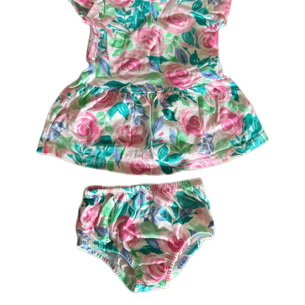 Wonder Nation Pink and Green Floral Diaper Cover Set